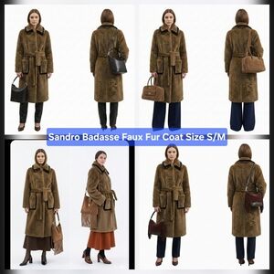 Sandro Badasse Faux Fur Coat Size S/M